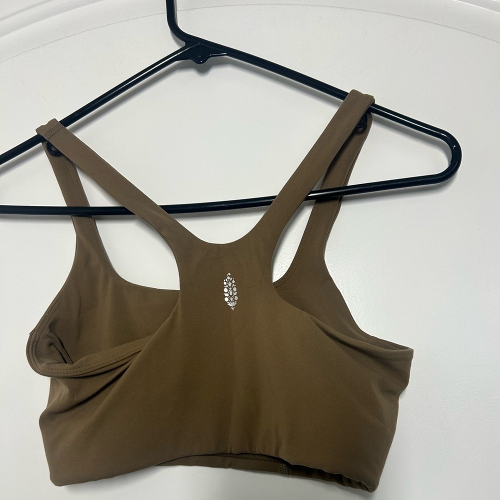 Free People Movement Olive Brown Sports Bra Size Extra Small athleisure gym